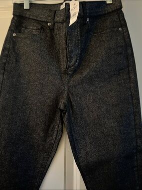 LOFT Black Shimmer High Waist Skinny Jeans